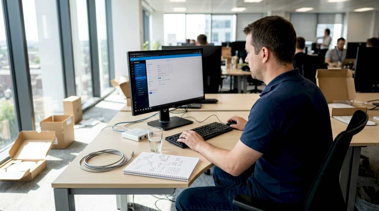 IT-specialist arbetar vid datorn
