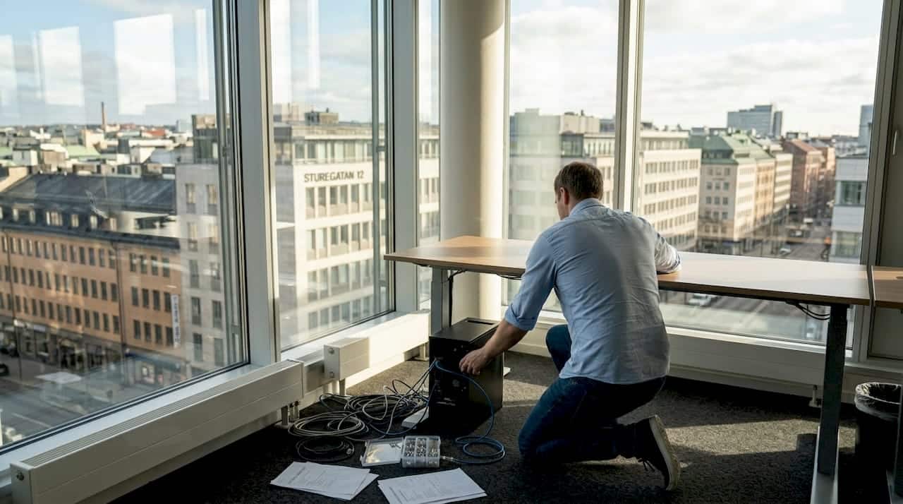 IT-tekniker arbetar med nätverkskablar